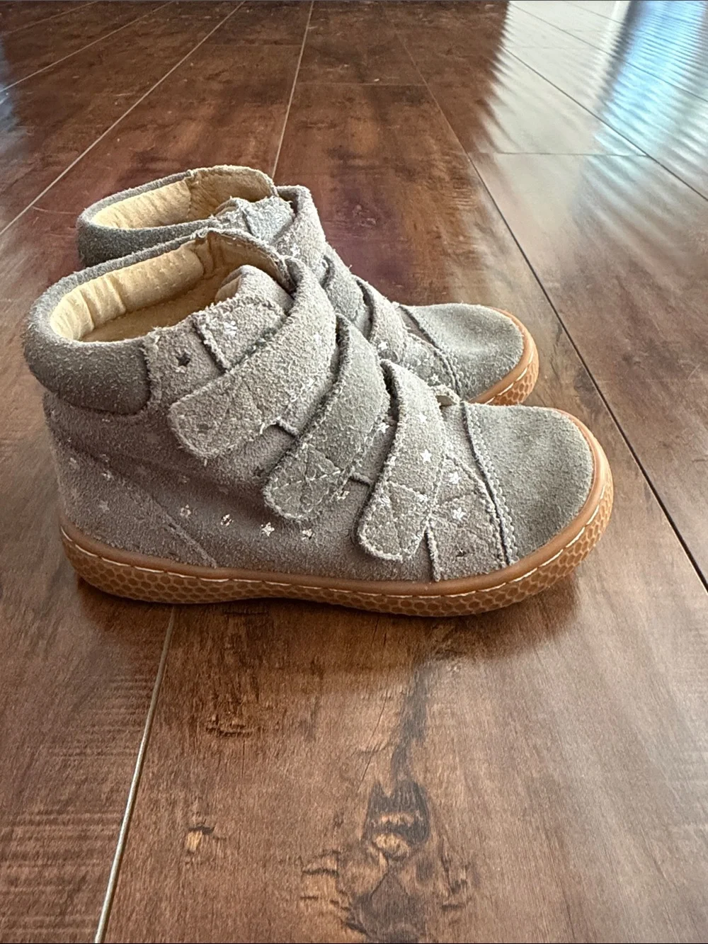 Livie & Luca Grey Suede Kids High-Top Boots with Star Details